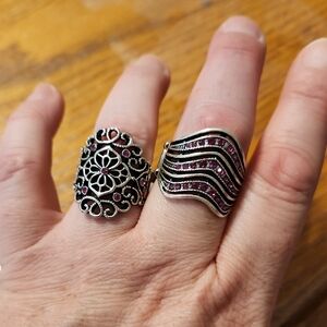 Paparazzi Silver and Pink Gemstone Rings